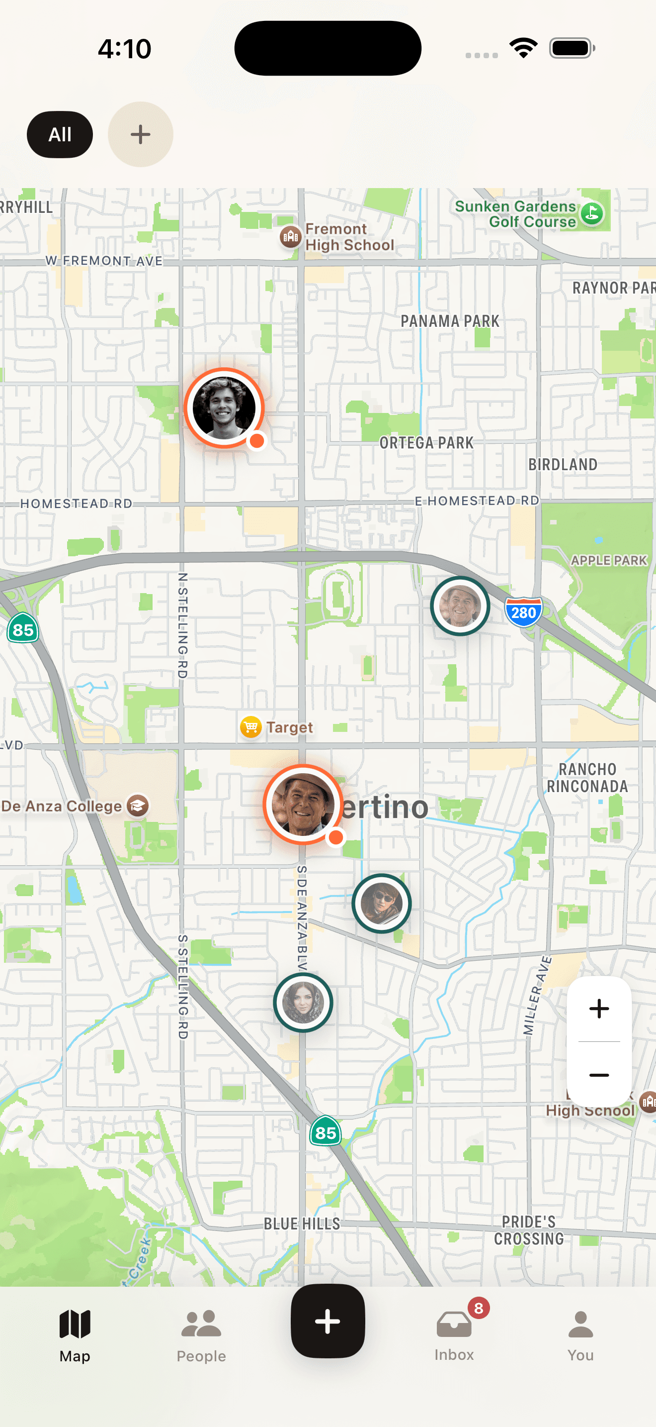 Map showing plans hosted by friends in Gather
